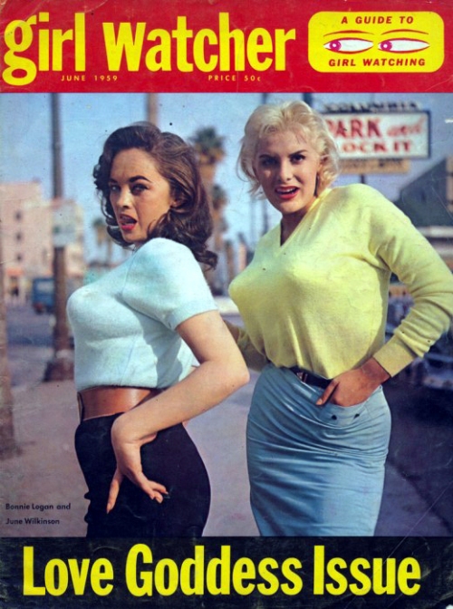 Cover of Girl Watcher Magazine with two rather lusty busty girls